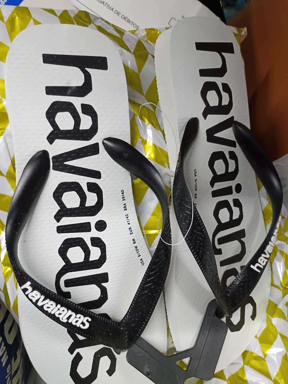 Havaianas White and Black Logo Flip-Flops